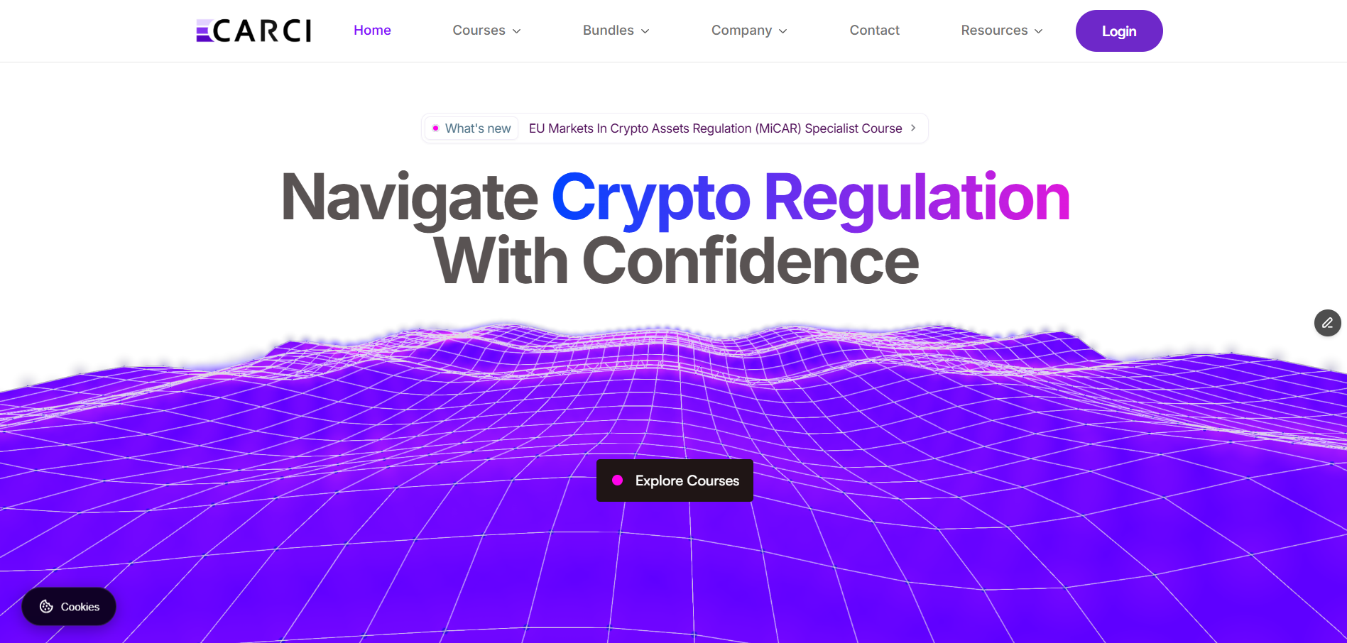 CARCI website, homepage