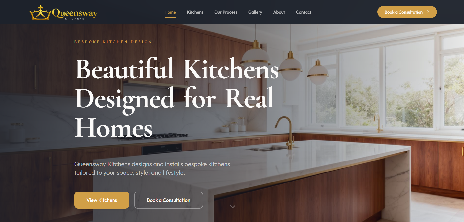 Queensway Kitchens website, homepage
